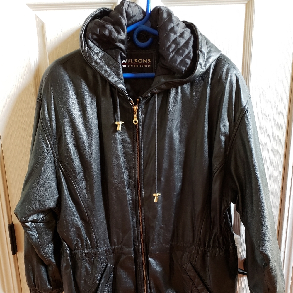 Women's black leather jacket